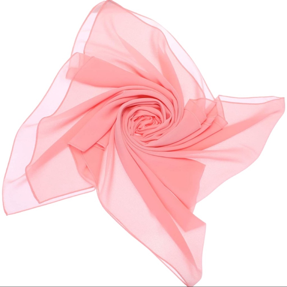 Long Pink scarf with ribbons